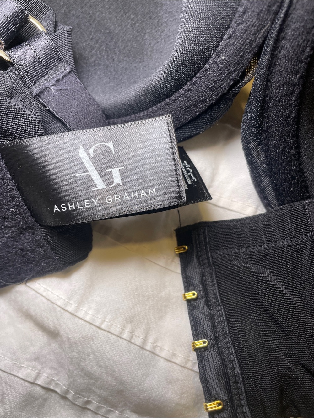 Ashley Graham Bra Black Lace & Pinstripe Underwire Sexy Unique Luxury Lingerie - Picture 6 of 9